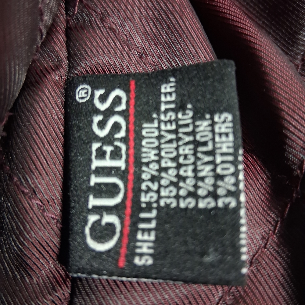 GUESS Men's L Black Double-Breasted Wool Coat - Picture 4 of 7